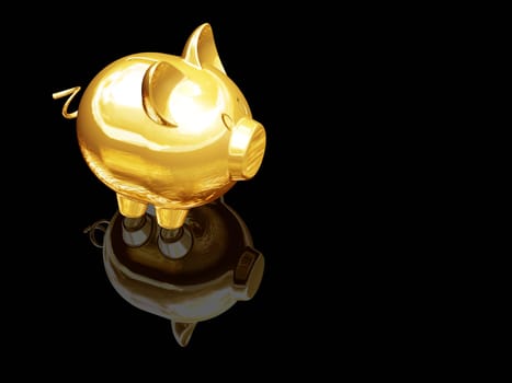 3D render of a gold piggy bank