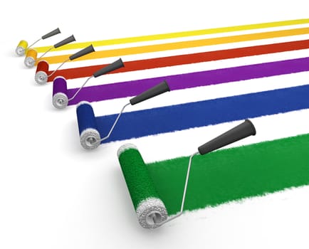 3D render of paint rollers