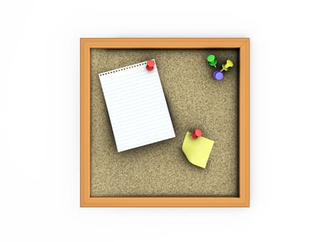 3D render of a cork board 