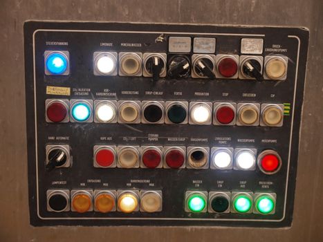 Industry factory control panel with switches and lights        