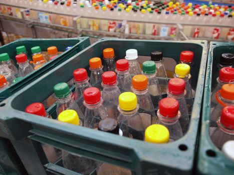 Green industry - Recycling plastic bottles in a drinks factory   
