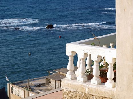 Balcony porch terrace with view of the Mediterranean Sea