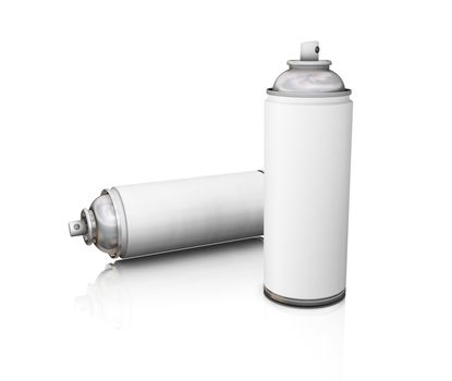 3D render of spray cans