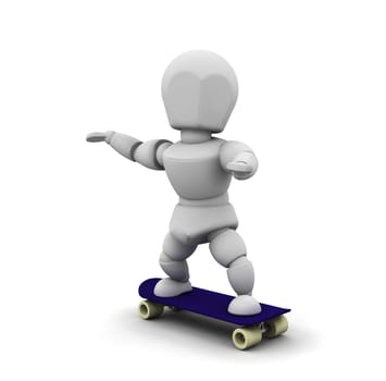 3D render of someone skateboarding