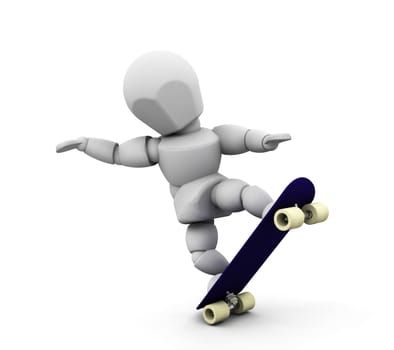3D render of someone skateboarding