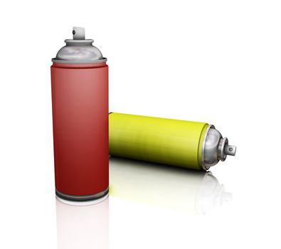 3D render of spray cans