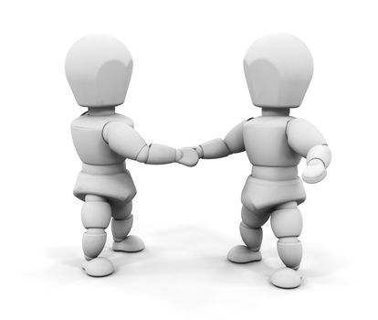 3D render of two people shaking hands