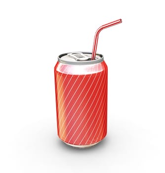 3D render of a soda can with straw