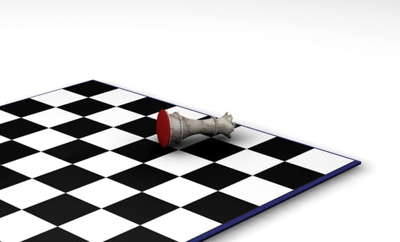 3D render of a fallen chess piece