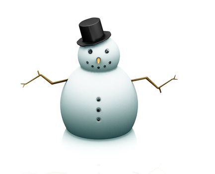 3D render of a snowman on a white background