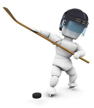 3D render of an ice hockey player