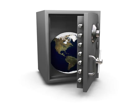 3D render of the Earth in a safe