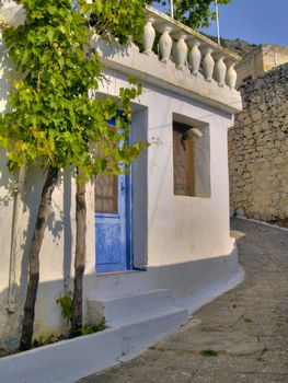 alleyway between old houses in cretan village