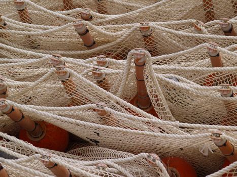 Detail of net, like it is used to keep away floating refuse from the beach