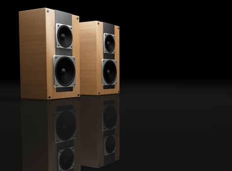 3D render of speakers with room for copy
