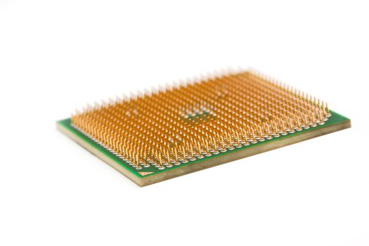 Silicone chip CPU isolated on white background.