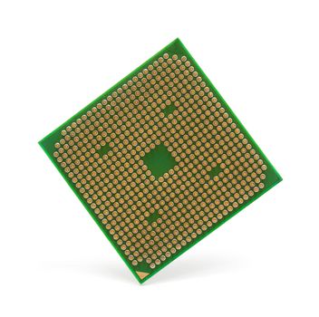 Silicone chip CPU isolated on white background.