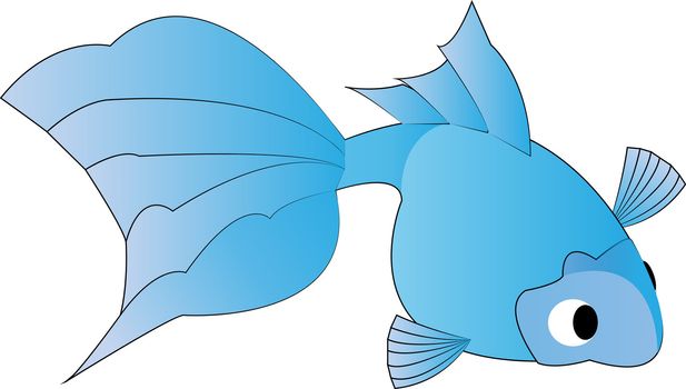 illustration of a cute blue goldfish on white background