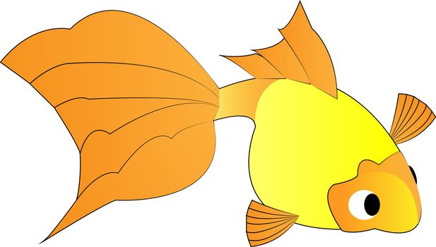 illustration of a cute shining goldfish on white background