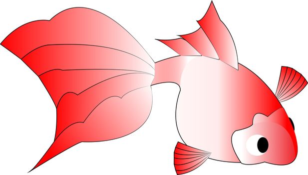 illustration of a cute red goldfish on white background