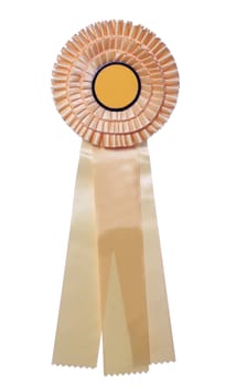 Golden ribbon isolated on white for award or prize