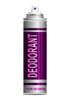 Illustration depicting a single deodorant spray can arranged over white.