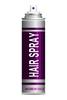 Illustration depicting a single hair spray aerosol can arranged over white.