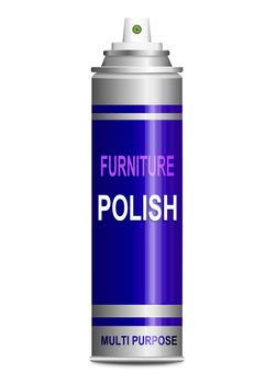 Illustration depicting a single furniture polish aerosol spray arranged over white.