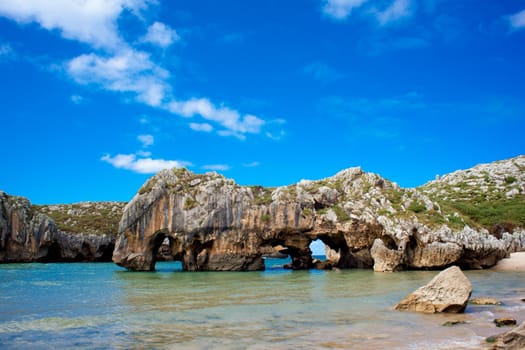 Beach of Cuevas del Mar, Nueva de Llanes - Asturias in Spain