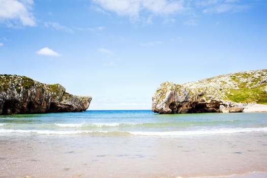 Beach of Cuevas del Mar, Nueva de Llanes - Asturias in Spain