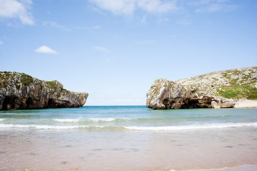 Beach of Cuevas del Mar, Nueva de Llanes - Asturias in Spain