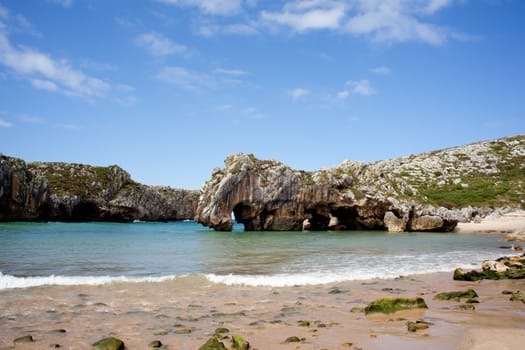 Beach of Cuevas del Mar, Nueva de Llanes - Asturias in Spain