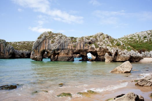 Beach of Cuevas del Mar, Nueva de Llanes - Asturias in Spain
