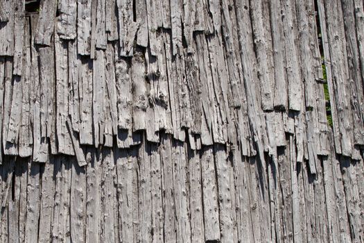 An old and damaged wood roof