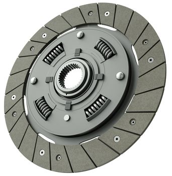 Car clutch plate isolated on a white background. 3D render.
