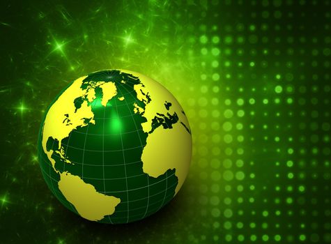 3d green globe on a green abstract background