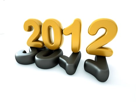 3d new year 2012 shape on white background