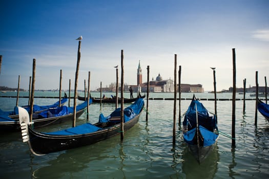 View of gondole in Venice