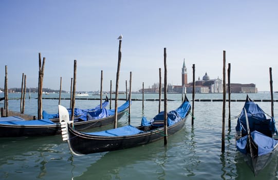 View of gondole in Venice