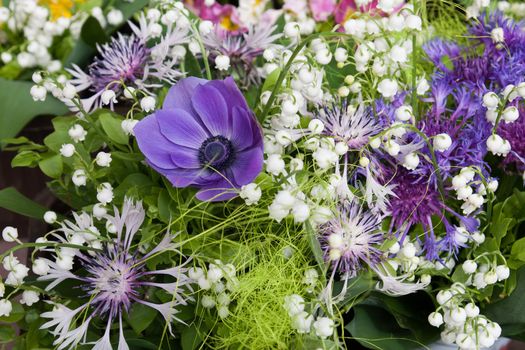 Bouquet from fresh spring snowdrops and other flowers
