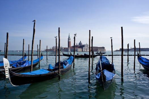 View of gondole in Venice