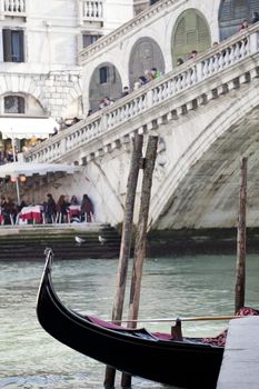 Gondola near Rialto bridge in Venice