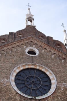 Rose window, Basilica dei Frari in Venice - Italy