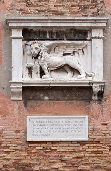 Sculpture of a winged lion, symbol of Venice