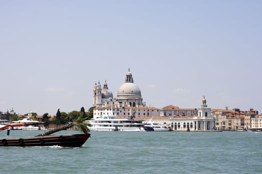 View of boat in the Venice lagoon