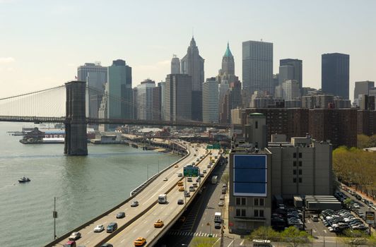 Elevated Highway and Brooklyn Bridge, New York