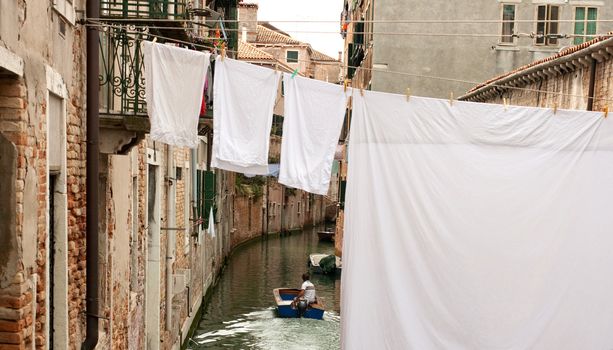 White laundry hanging to dry on a clothes-line