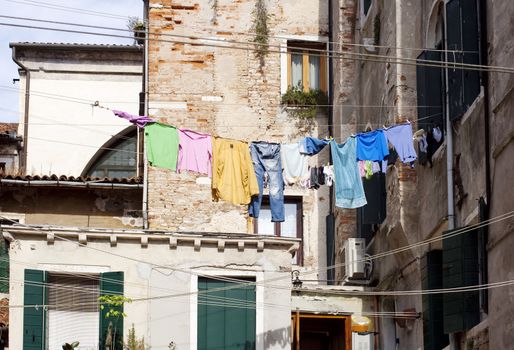 Laundry hanging to dry on a clothes-line