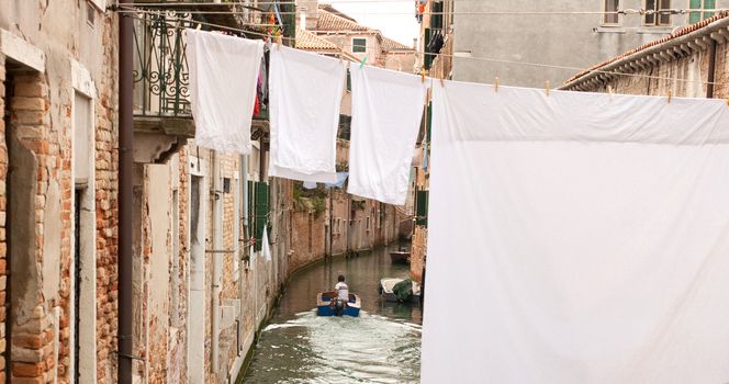 White laundry hanging to dry on a clothes-line