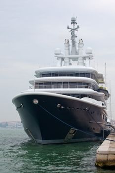 Blue yacht in the lagoon of Venice